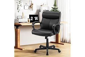 Sweetcrispy: wide desk chair with arms, adjustable height swivel rolling executive computer...