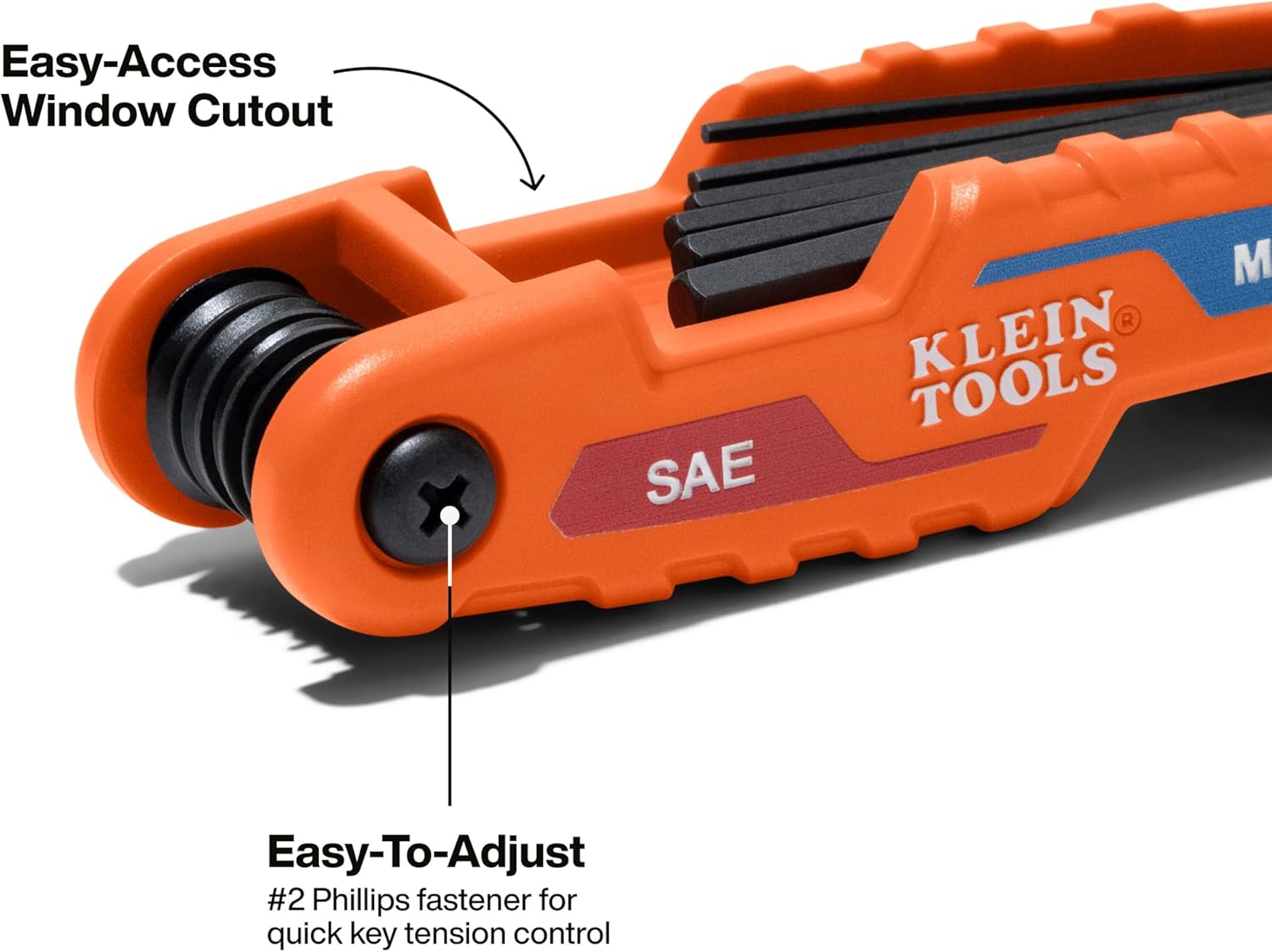 Klein Tools 70590 Compact Folding Hex Key, Metric and SAE Combo Set, 12 Keys, Industrial Strength Heat Treated Alloy Steel