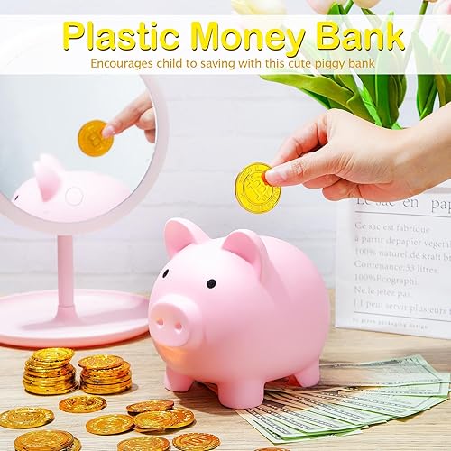 Miniatura 8 de Paquete de 6 alcancías de plástico para cerdos, regalos para niños, suministros de regreso a clases, lindas monedas para niñas, niños, caja de