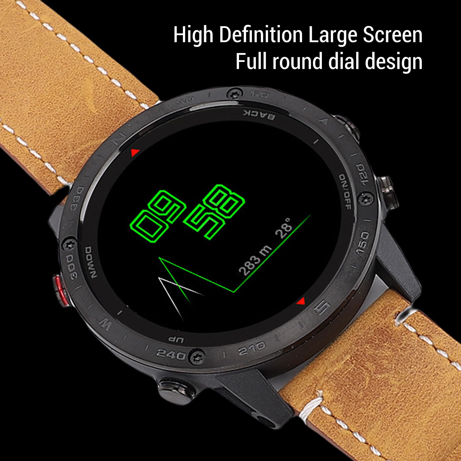 Keenso 1,3-calowy Sportowy Smartwatch, Męski Smartwatch z Czujnikiem Głębokości i Barometrem do ćwiczeń, Nurkowania i Biegania
