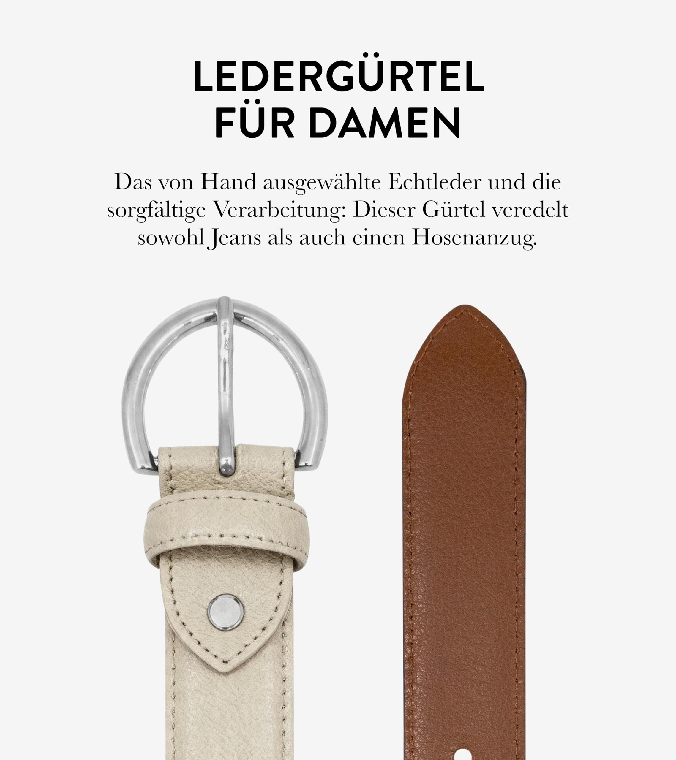 GLOVE STORY Damengürtel aus schwarzem Leder – elegante Metallschnalle – Geschenkbox, modisches Accessoire, hochwertig, für Jeans, Anzüge und Hosen