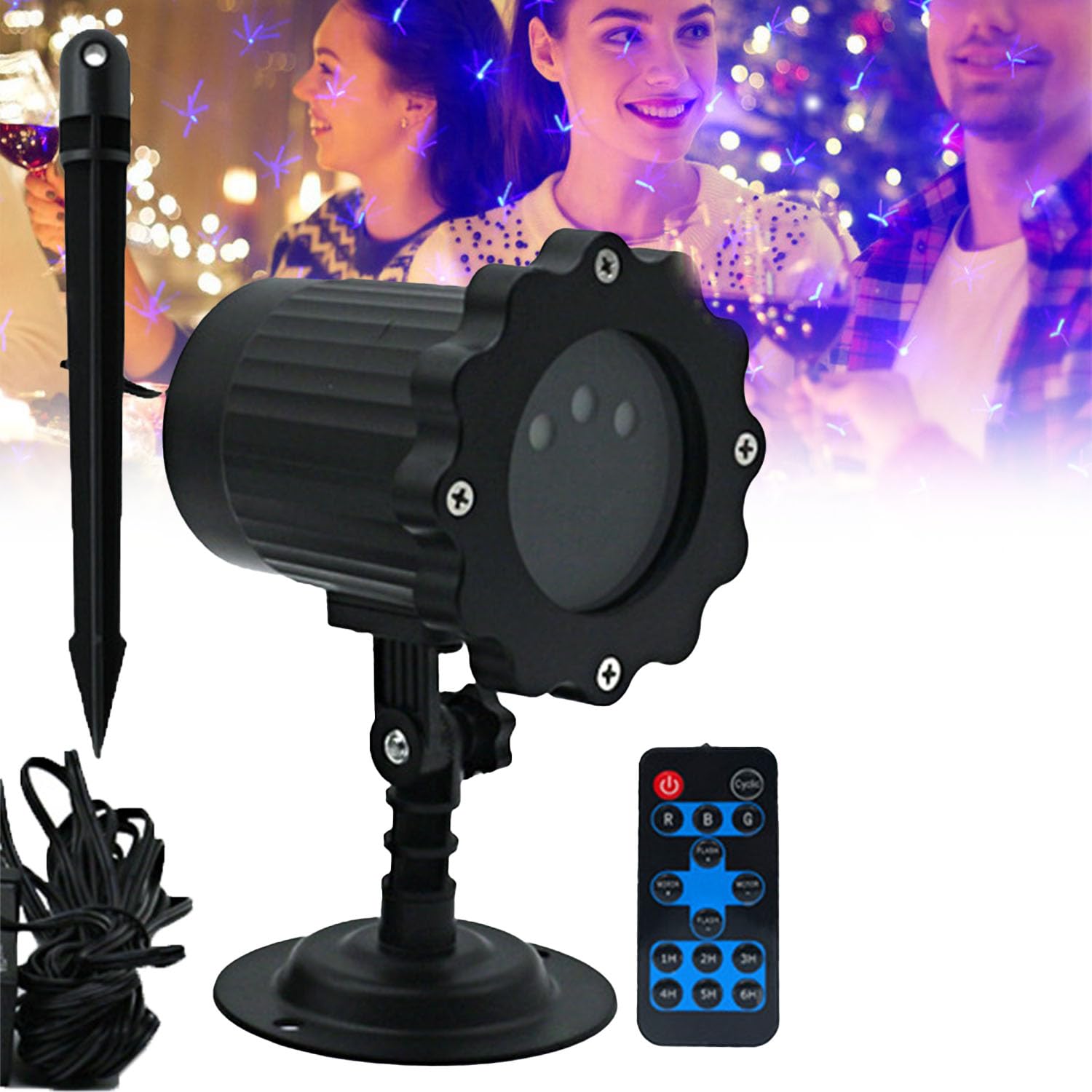 Lampada proiettore nevicata con telecomando, luci natalizie impermeabili IP65, protezione termica integrata, ideale per uso notturno all'aperto