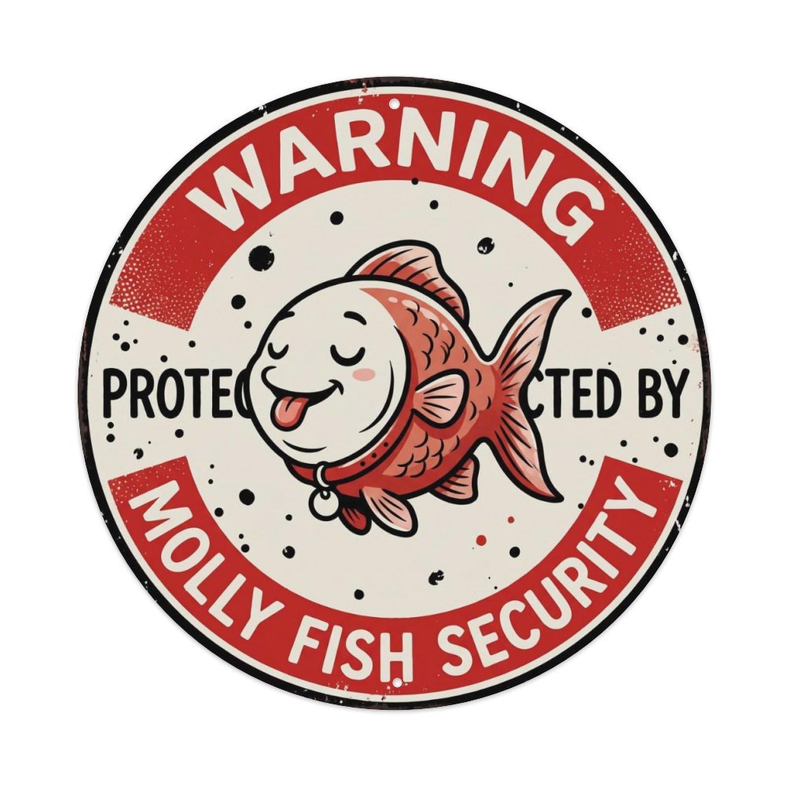 Tgrcjimh Style Metal Tin Sign Warning Protected By Molly Fish Security Vintage