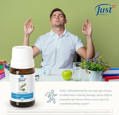 Miniatura 5 de Swiss Just Stress Relief - Aceite esencial activador antiestrés, 0.3 onzas líquidas, mezcla específica y equilibrada de 15 aceites esenciales
