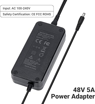 Fosi Audio 48V 5A Power Adapter Supply for Home Audio Bluetooth Stereo Receiver Amplifier Mini Hi-Fi Class D Integrated Amp
