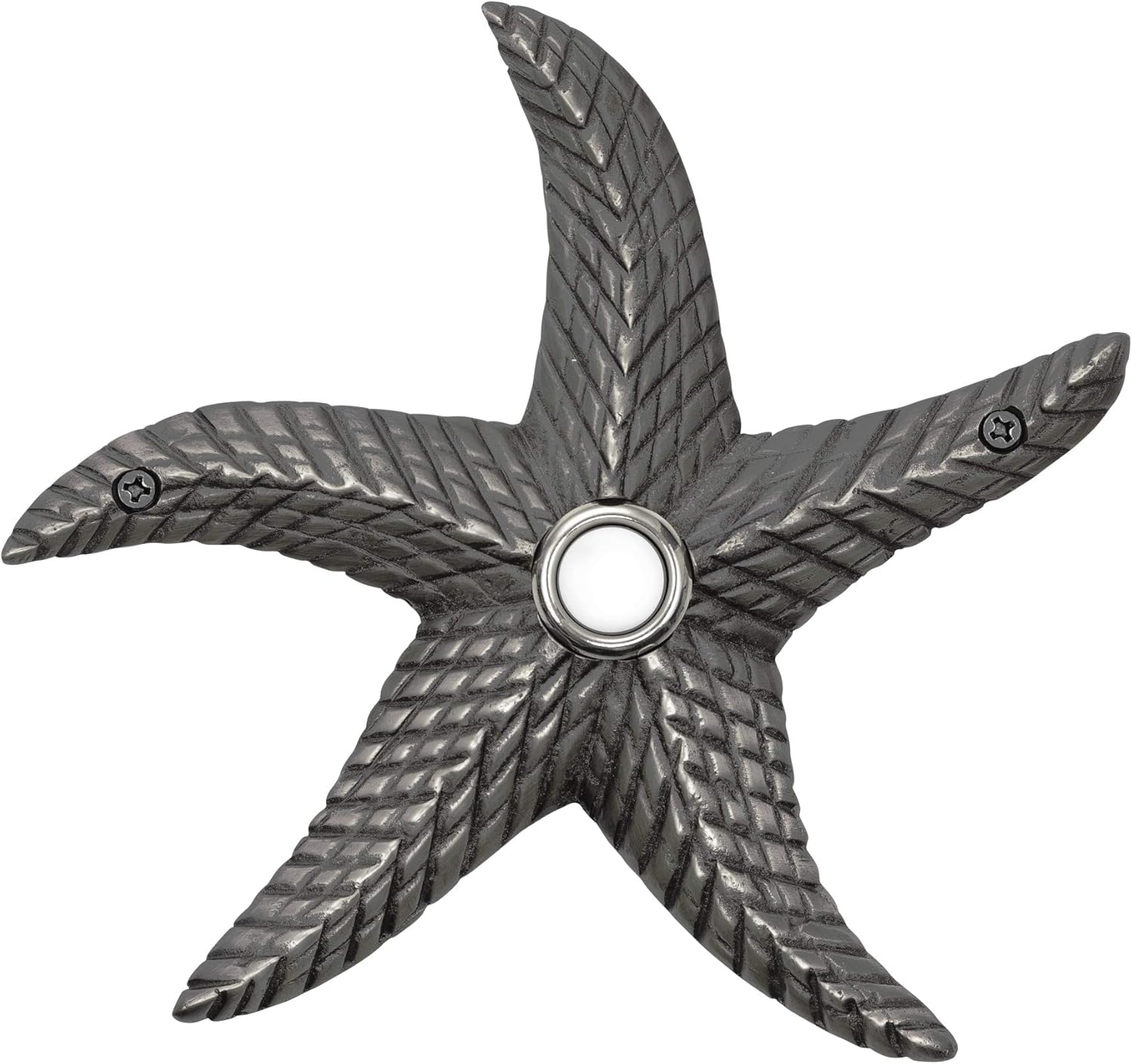 Solid Brass Starfish Doorbell in Pewter - Wired & Illuminated Push Button from Environmentally Friendly Recycled Material