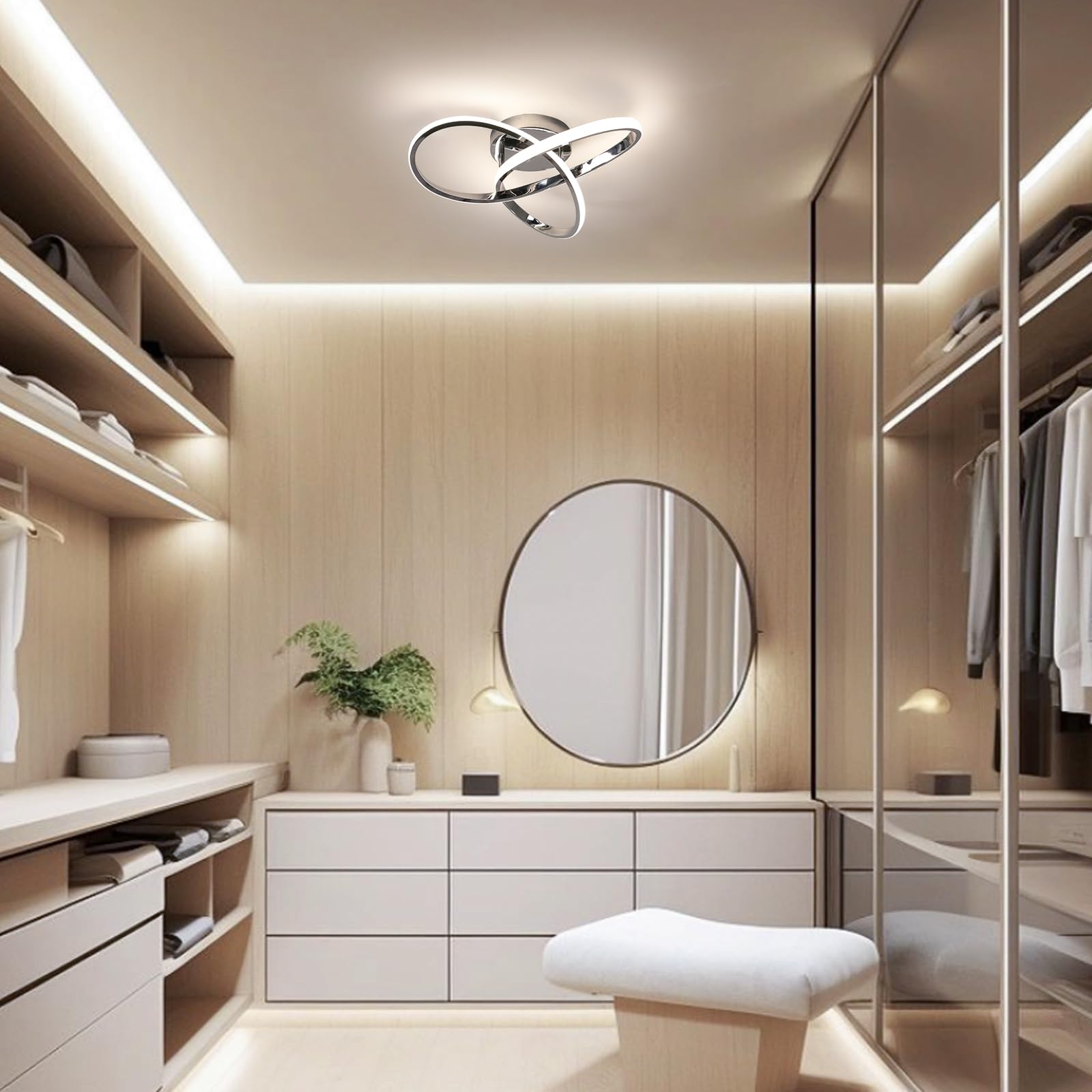 Comely Plafoniera LED Soffitto Moderna Dimmerabile, 36W Lampadario LED Soffitto con Telecomando, Creativa Forma di Fiore Lampada da Soffitto per Soggiorno Camera da Letto Cucina Corridoio (Argento)