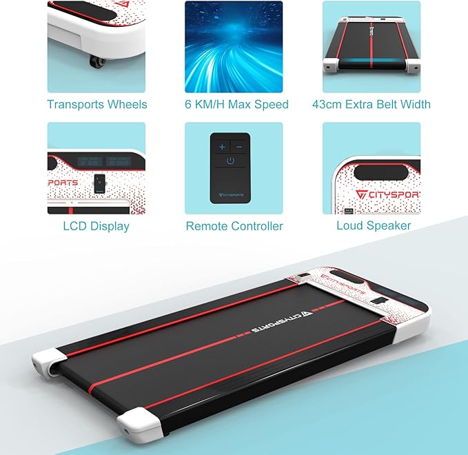 Caminadora Eléctrica Portátil con Bluetooth y Ruedas Color Negro y Rojo miniatura 5