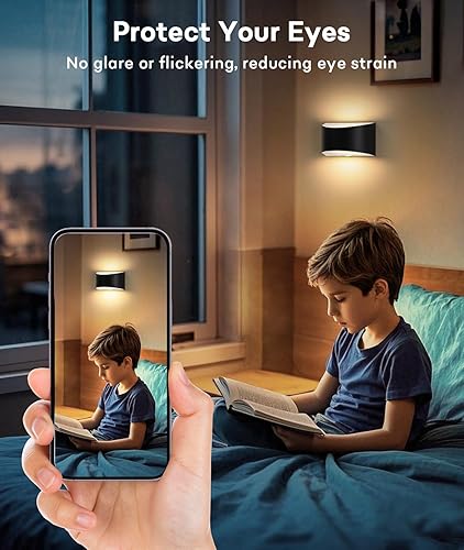 Miniatura 3 de Lightess Moderno juego de 2 apliques de pared regulables para interiores para dormitorio, pasillo, sala de estar, 3000 K, blanco cálido