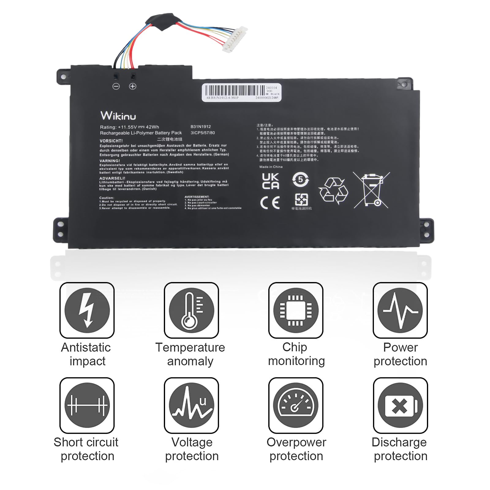 B31N1912 C31N1912 Batterie pour ASUS VivoBook 14 E410MA L410MA E410KA E510MA E510KA F414MA L510MA R522MA E410MA-EK026TS EK018TS L410MA-BV058TS E510KA-EJ033TS E510KA-EJ033TS