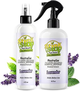 Plant Based Odor Eliminator: Lavender Duo Pack Neutralizing Spray - Refresh Stubborn Stinky Odors w/Botanical Extracts