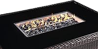 Vista 3 de Mesa para fogata de propano de 44 pulgadas, 50000 BTU rectangular para exteriores, fogata de gas para exteriores, mesa de aluminio de mimbre marrón
