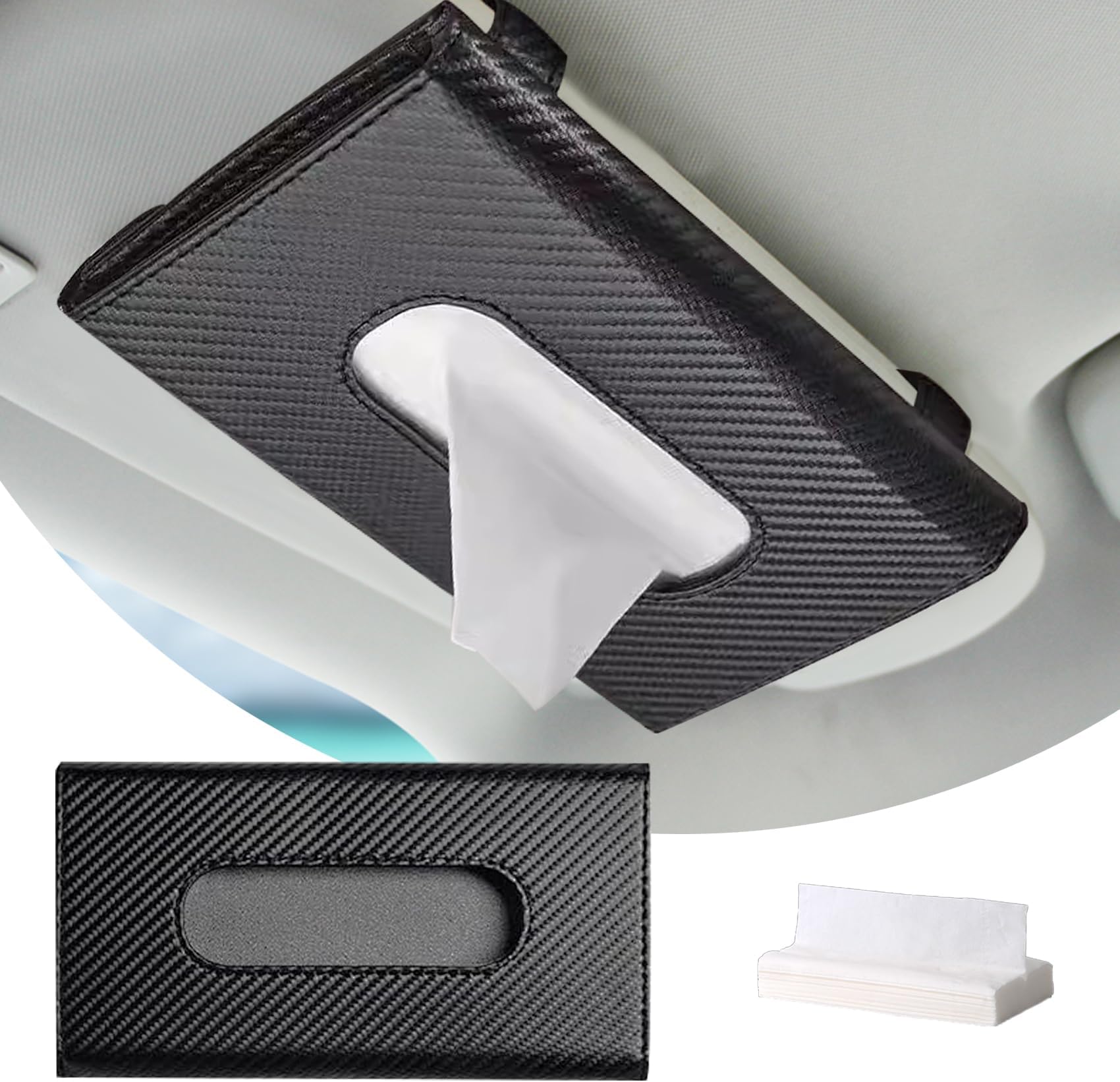 CHRYMUM Car Visor Tissue Holder, Vehicle Leather Tissue