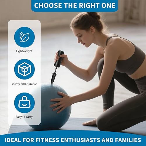 Miniatura 7 de Bomba de bola de ejercicio compatible con Bosu Balance Trainer, bomba de aire de mano para pelota de ejercicio, bomba de mano portátil para