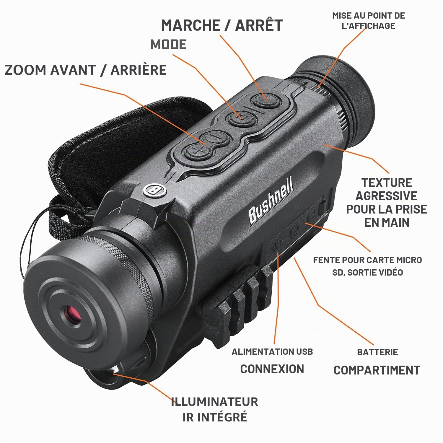 Bushnell Equinox X650 Monoculaire numérique à Vision Nocturne – Caractéristiques : Zoom, Capture d'image, Enregistrement vidéo et Couleur diurne, Technologie NV surchargée, Longue durée de Vie, EX650