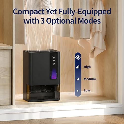 Miniatura 4 de Deshumidificadores para el hogar, deshumidificador para dormitorio, baño, sótano con apagado automático, deshumidificador silencioso de doble