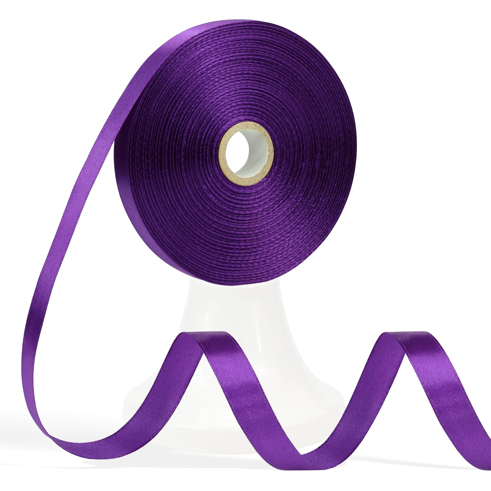 Apeseek 60 Yards Purple Ribbon 1/2 Inch, Solid Dark Purple Satin Ribbon for Gift Wrapping, Crafts, Flower Bouquet, Wedding, Baby Shower, Festival, Christmas, Halloween