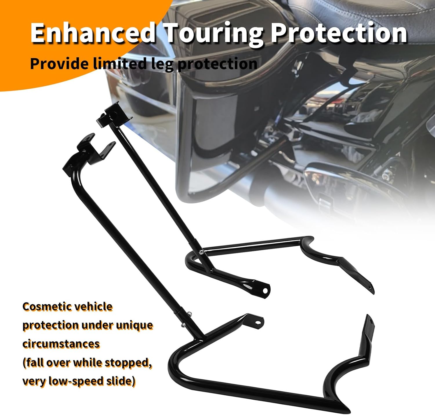 '14-'23 Saddlebags Guard Bracket Support Bar for Harley Touring/Road King/Street Glide/Road Glide/Electra Glide/Ultra Limited Models (2014-2023)
