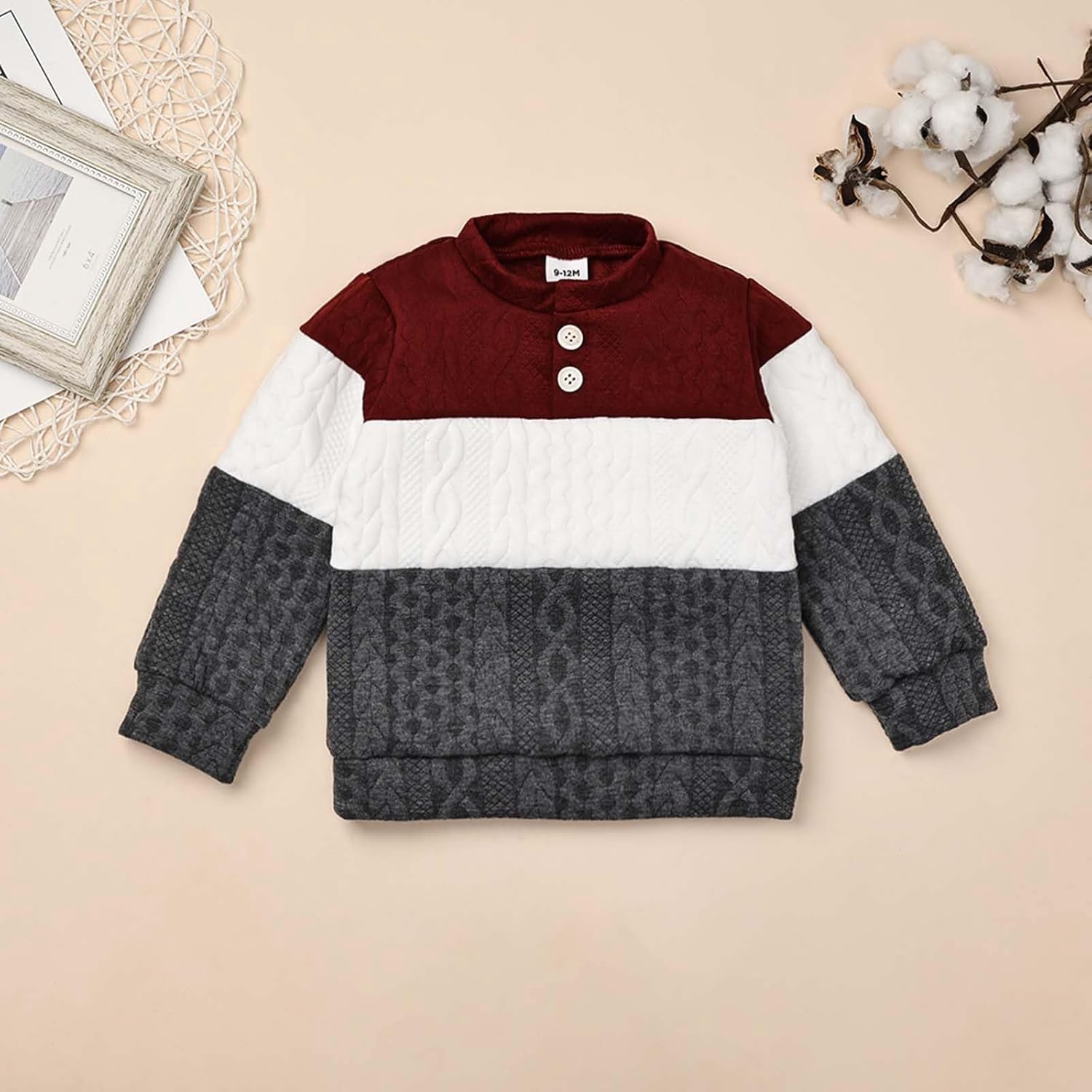 Toddler Baby Boy Outfit Fall Clothes Long Sleeve Color Contrast Sweatshirt Pants Set Boys Winter Outfits 12M-5T - Image 4