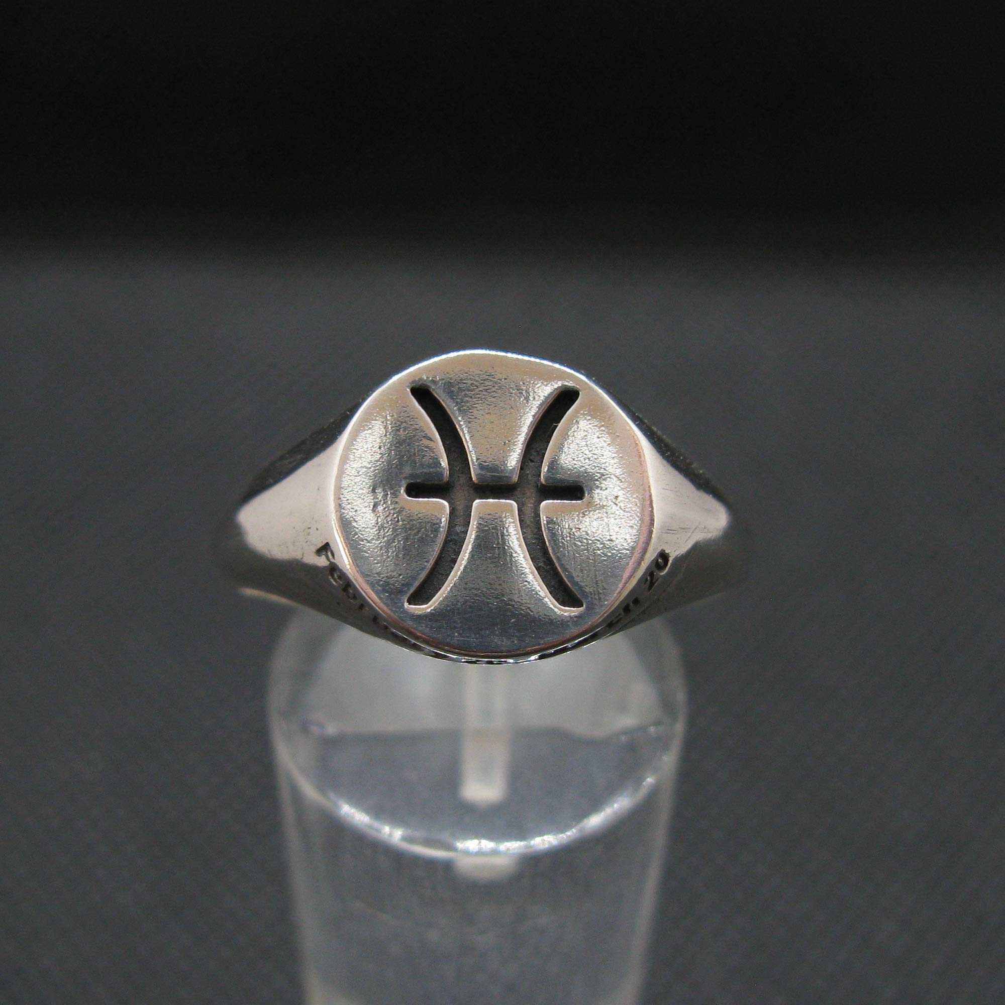 Bague en Argent Massif Poinçonner 925 Signe du Zodiaque Poissons R002128