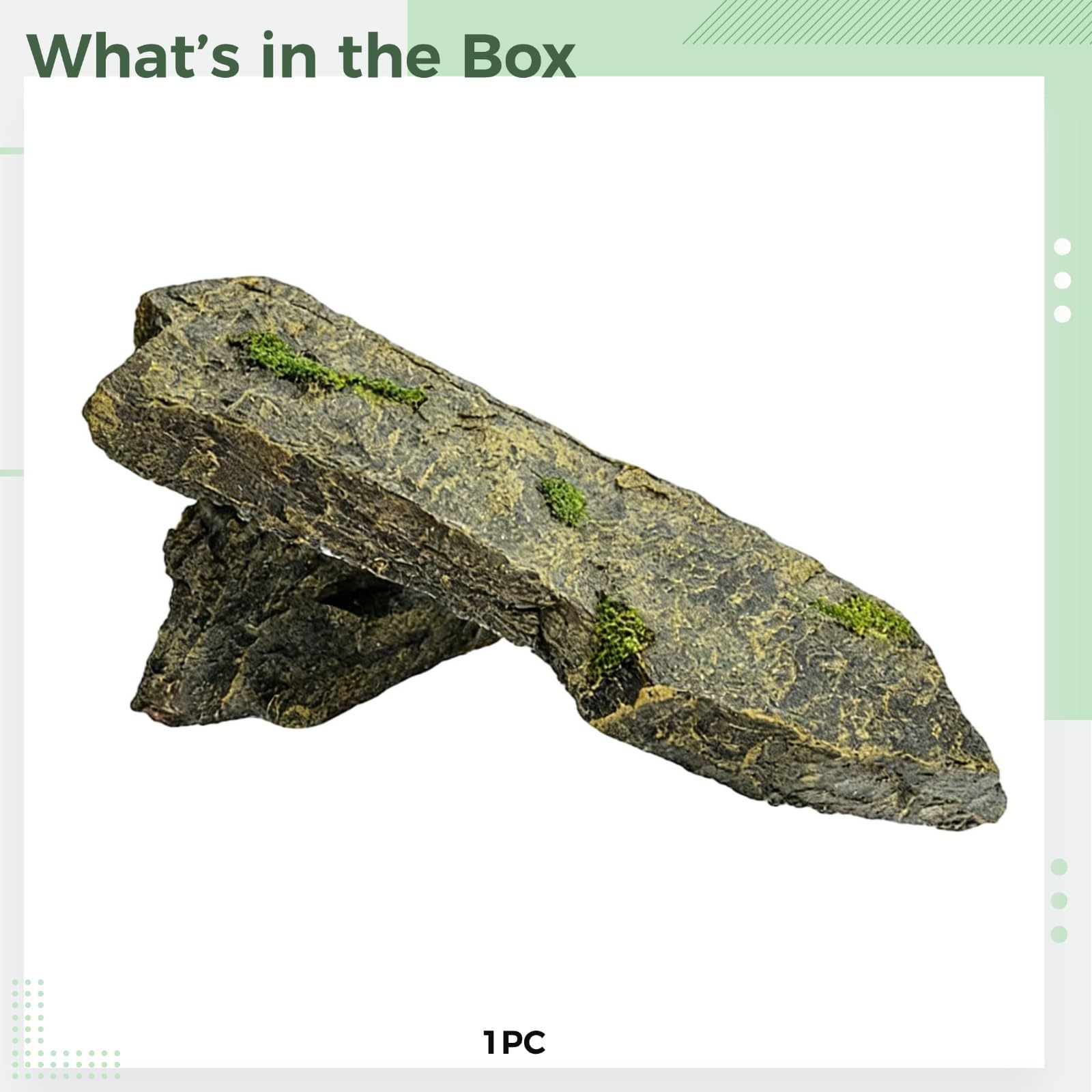 Generisch Cueva de resina Hideout de 27 cm, plataforma solar para reptiles, piedra ornamentada para acuario, escondite seguro para reptiles con suave inclinación, parte superior plana, diseño de
