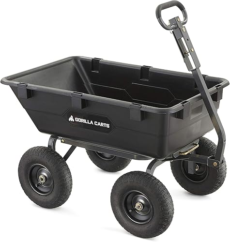 Gorilla Carts - Carro de jardín de polietileno resistente para patio mango convertible 2 en 1 capacidad de 1200 libras modelo GOR6PS