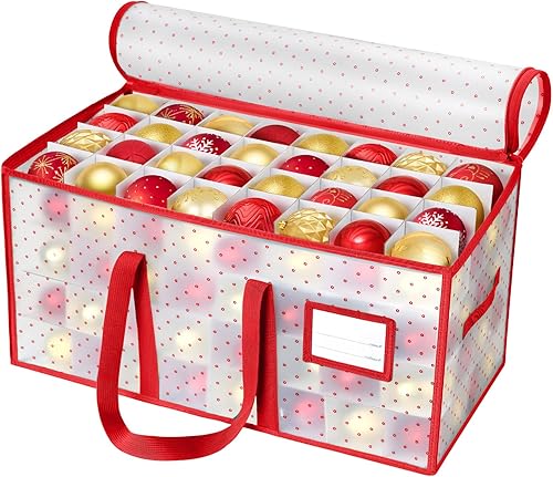 Hommtina Caja de almacenamiento de adornos de plástico, accesorios de decoración de Navidad, caja de almacenamiento organizadora de adornos (borde
