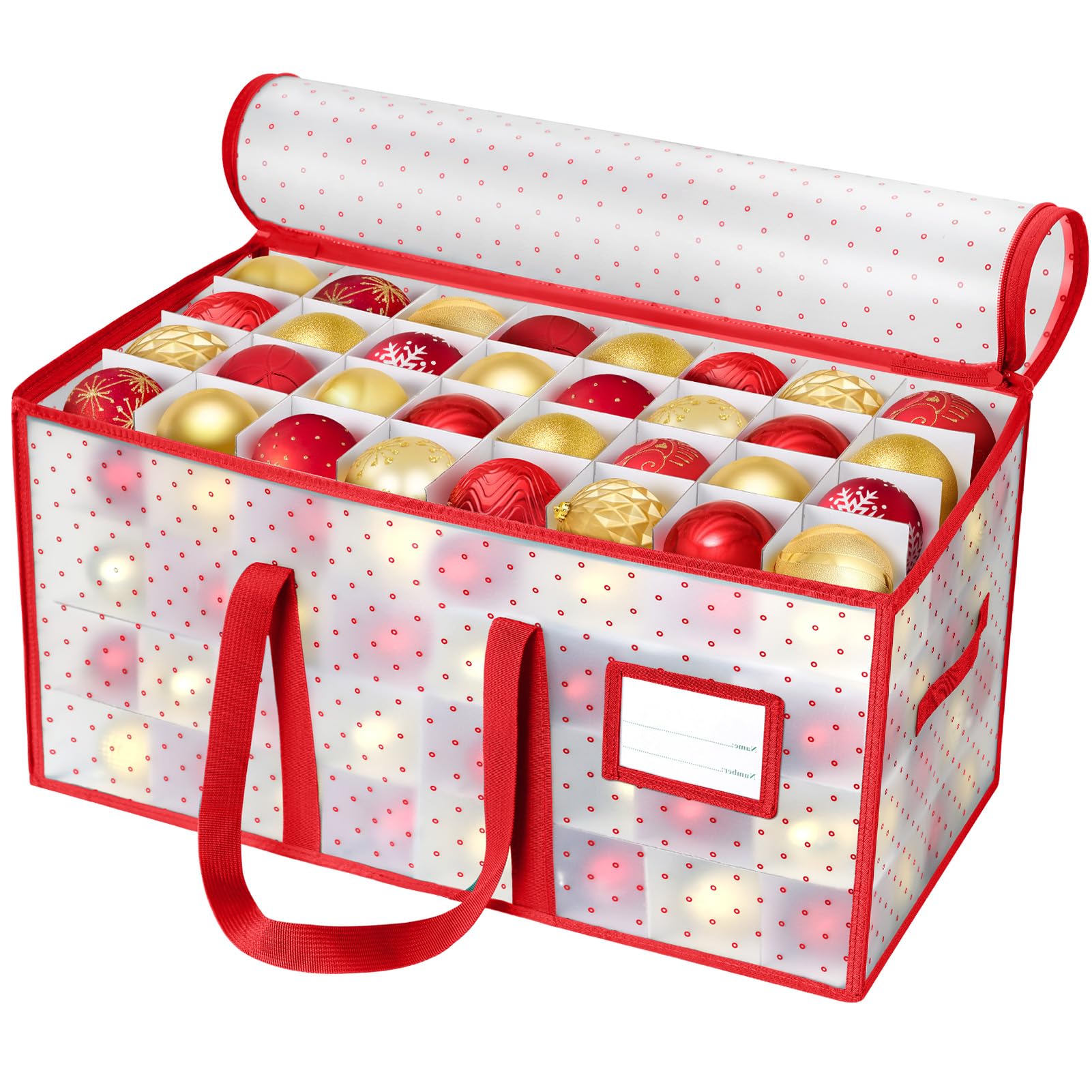 Hommtina Ornament Storage Plastic Ornament Storage Box,Christmas Ornament Storage Xmas Decorations Accessories, Ornament Organizer Storage Box (Red edge)