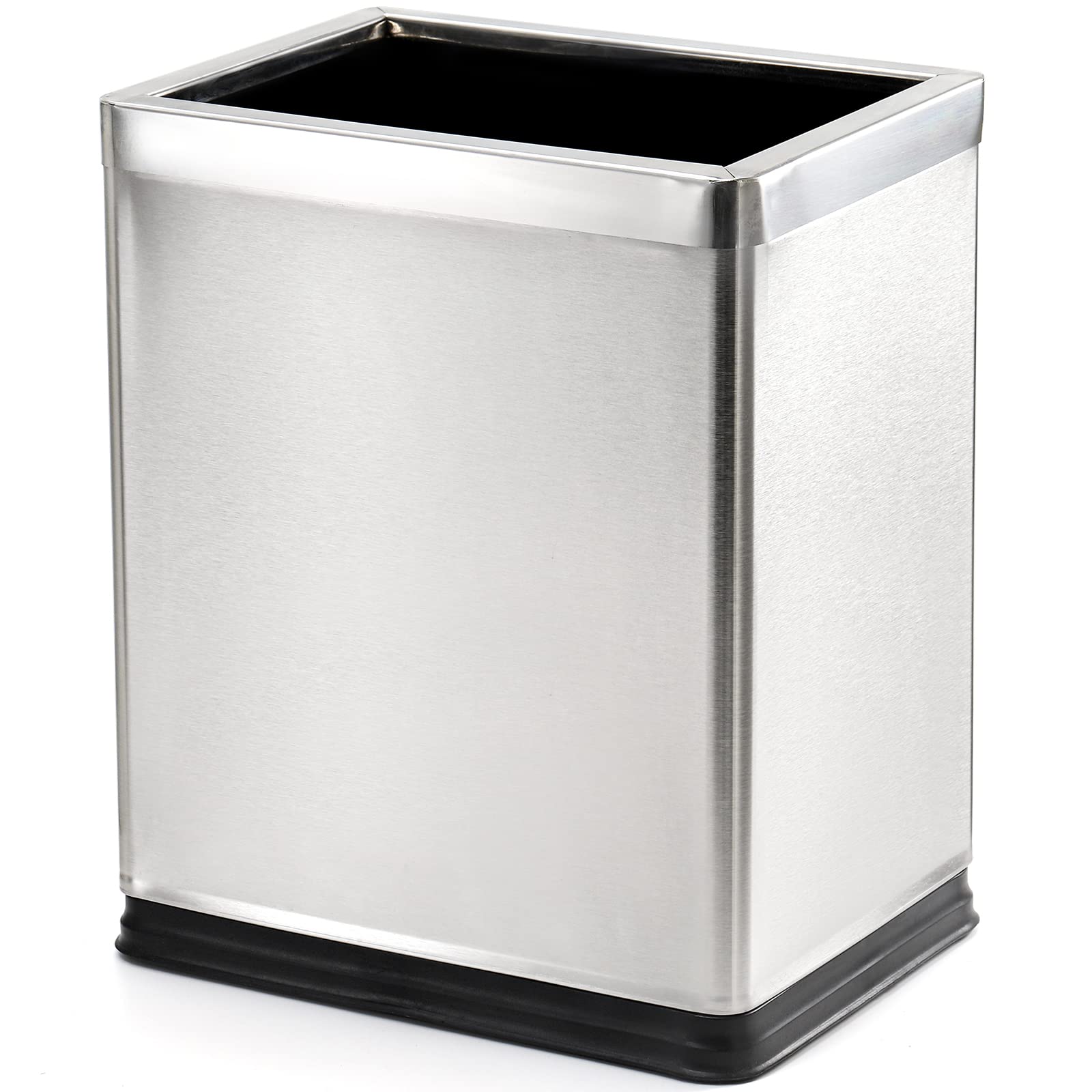 AVLA 10 Liter Open Top Trash Can, Stainless Steel Office Wastebasket, Small Kitchen Garbage Container Bin with Liner, Waste Trashcans for Bathrooms, Restaurant, Restroom, Powder Rooms, Home