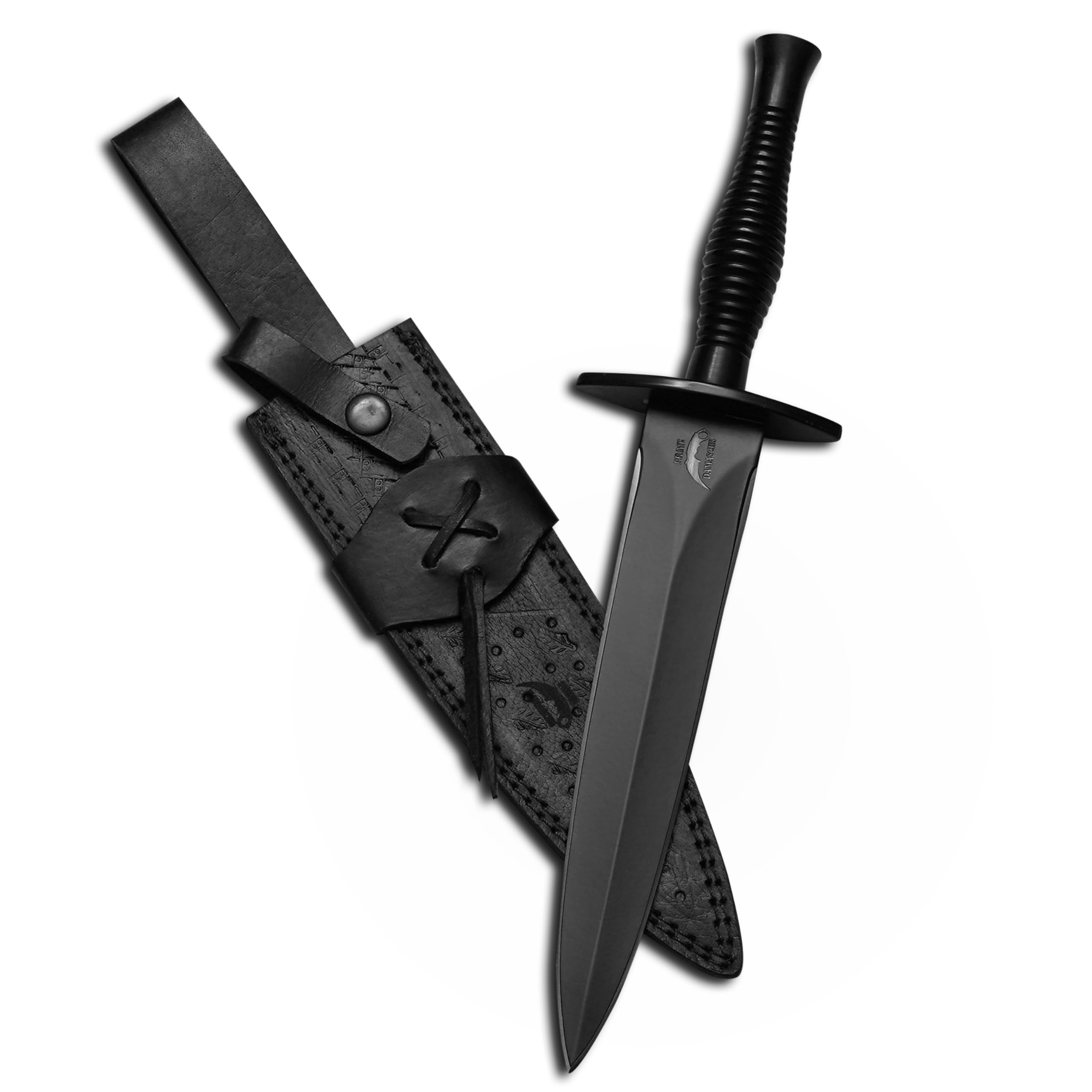 prime damascus Handmade Dagger Knife with Leather Sheath- Double Edge Knife for Camping Work- Best Handmade Gift