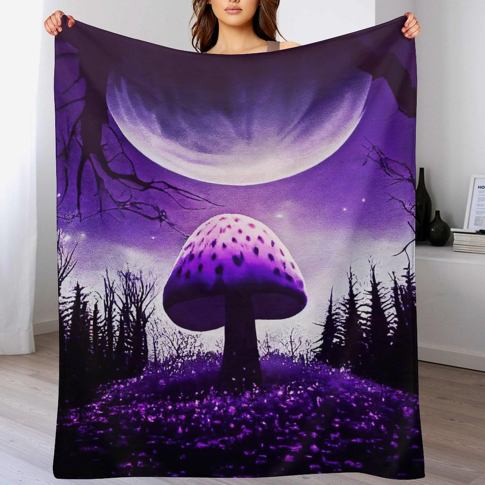 Couvre-lit champignon en flannel haut de gamme lit et canapé 180×200cm