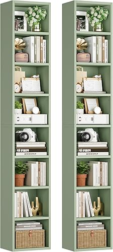 Miniatura 13 de FOTOSOK Estante de torre multimedia de 8 niveles, 11.6 x 9.3 x 70.9 pulgadas, gabinete de almacenamiento delgado para CD y DVD con estantes