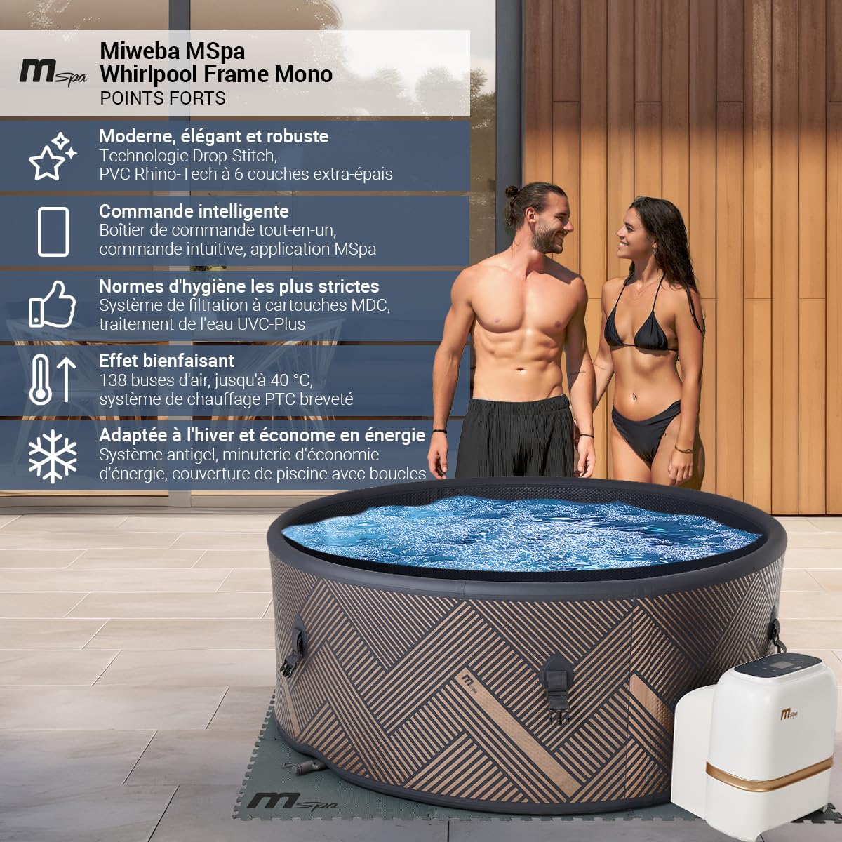 Miweba MSpa Whirlpool Outdoor | Spa Gonflable Frame Mono 6 Places