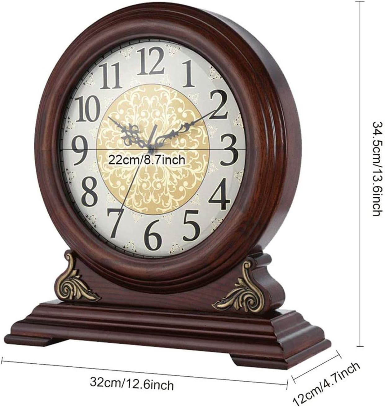 Mantel Clock 8.7" Wooden Mantle Clock for Living Room Décor Large Dial Shelf Decorative Clock for Living Room and Kitchen Decoration