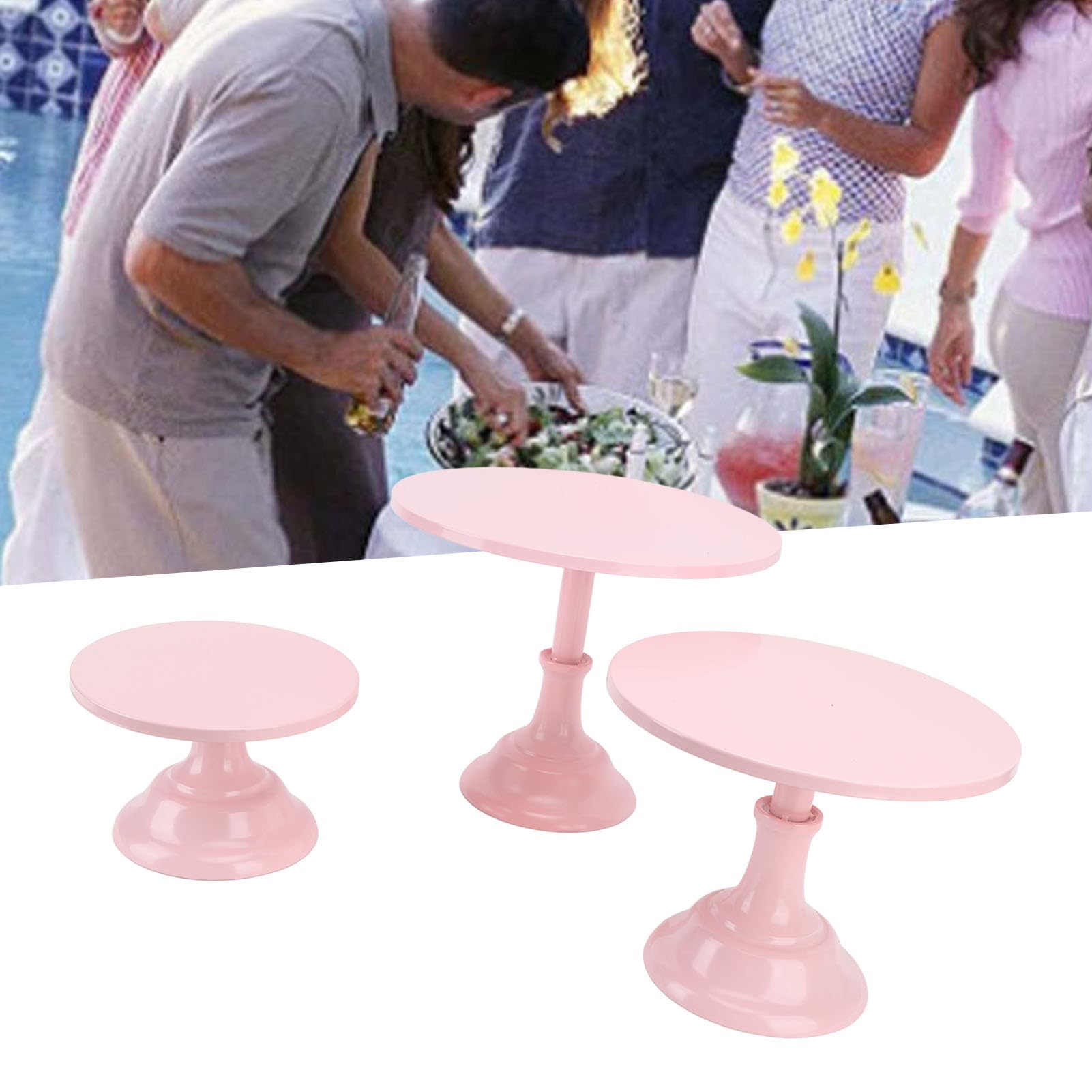 Set di Alzate per Torte da 3 Pezzi, Set di Espositori per Tavolo da Dessert con Alzata per Dolci, Set di Supporti per Cupcake in Metallo, Vassoi per Dolci Torri da Dessert (Rosa)