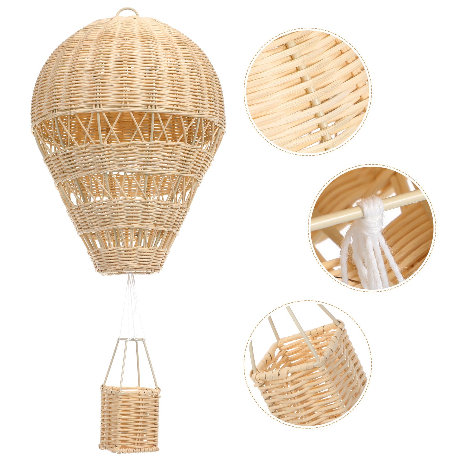 Mongolfiera Natalizia in Rattan, Decorazione da Appendere per Camera Bambini, Raffinata e Delicata, Decorazioni Casa Rattan, per Foto e Stanza