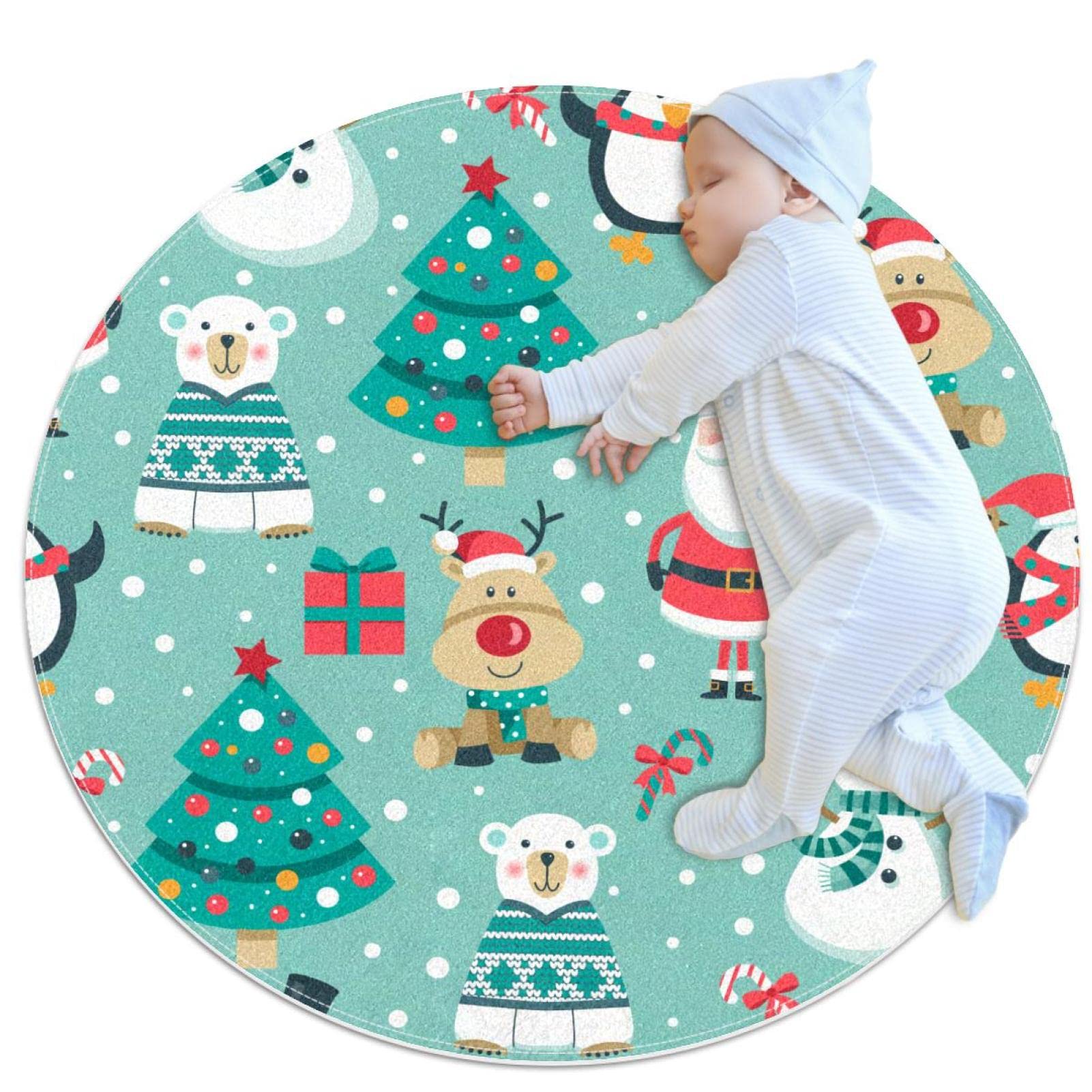 Tapis de salle de bain antidérapant de 1m avec motif bonhomme de neige et sapin