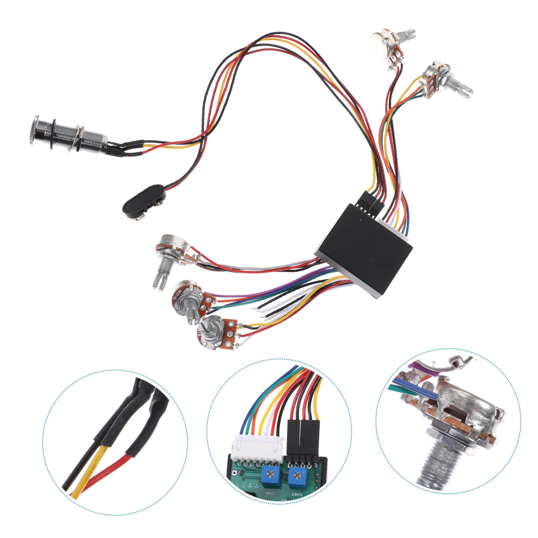 Bassgitarren Tonregler Kabelbaum 1 Satz Volume B100k Tone A250k | System Iii mit Fünf Potentiometern, 3-band Eq für E-bass und E-gitarre, Silber