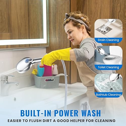 Miniatura 5 de Ryamen Cabezal de ducha filtrado con mano, 9 modos de pulverización de alta presión, cabezal de ducha desmontable con filtro para agua dura, elimina