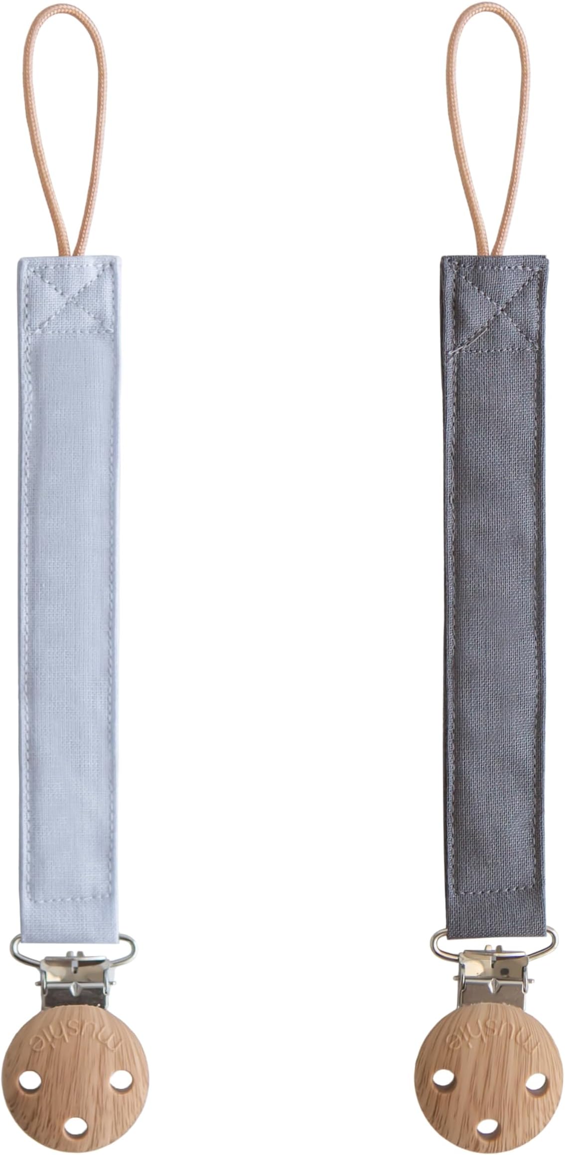 mushie Linen Baby Pacifier Clip Holder Soft Fabric Strap