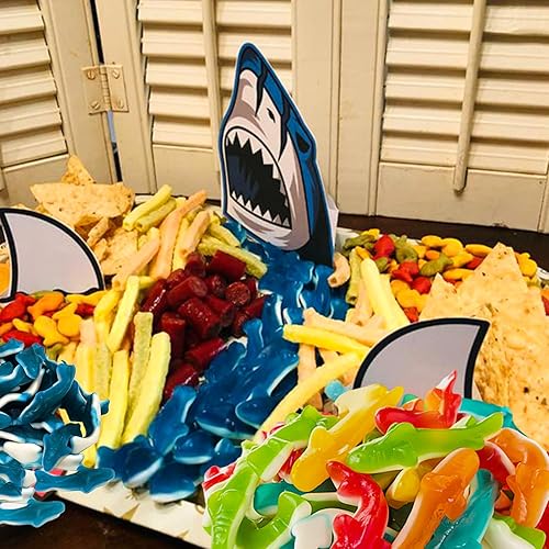 Miniatura 6 de Palksky Gummy Sharks Moldes de silicona, paquete de 4 moldes de 30 mini tiburones de cavidad, molde de gomitas de tiburón azul pequeño 3D,