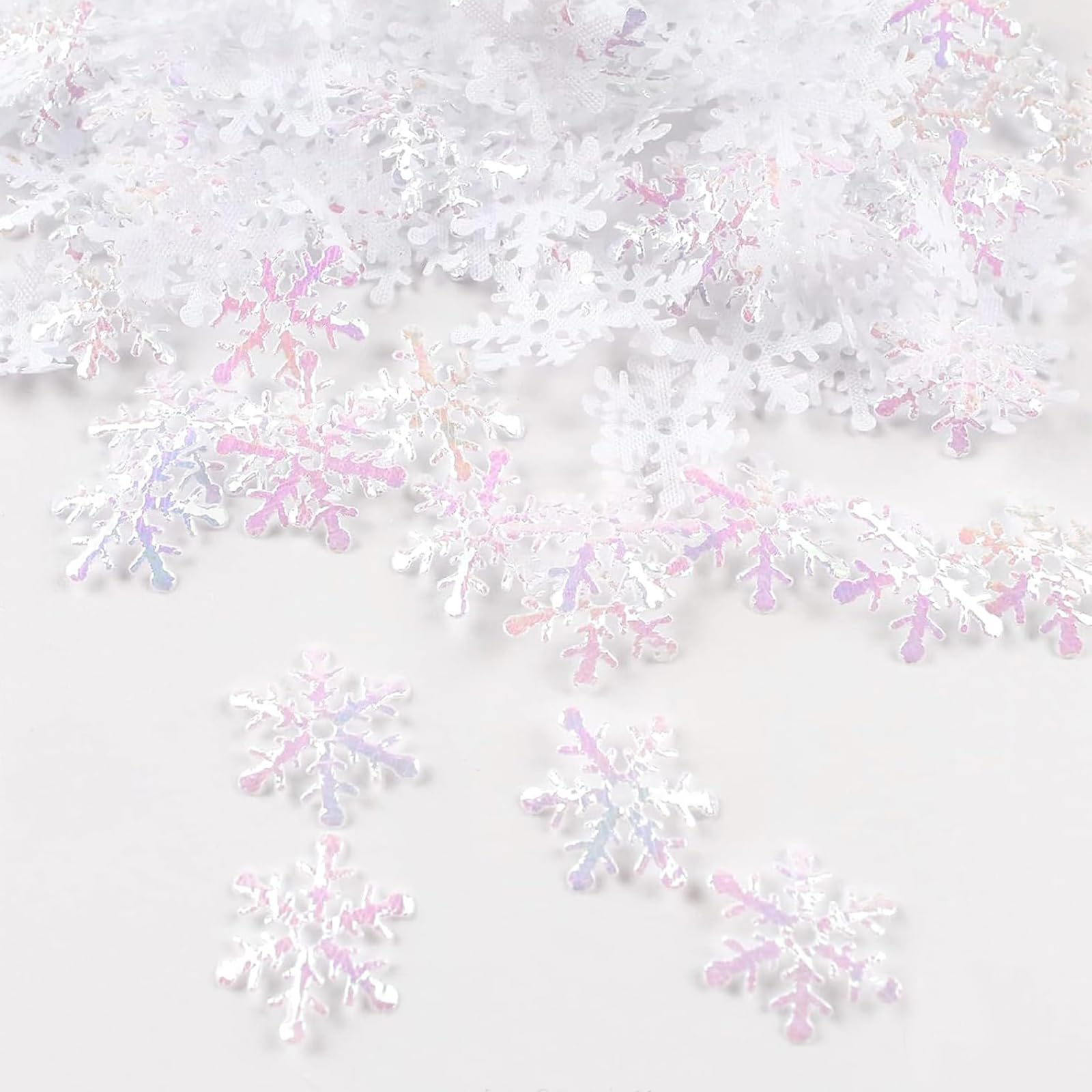 600 Coriandoli A Forma Di Fiocco Di Neve In Stoffa - Bianchi E Blu Per Decorazioni Natalizie E Invernali - 6