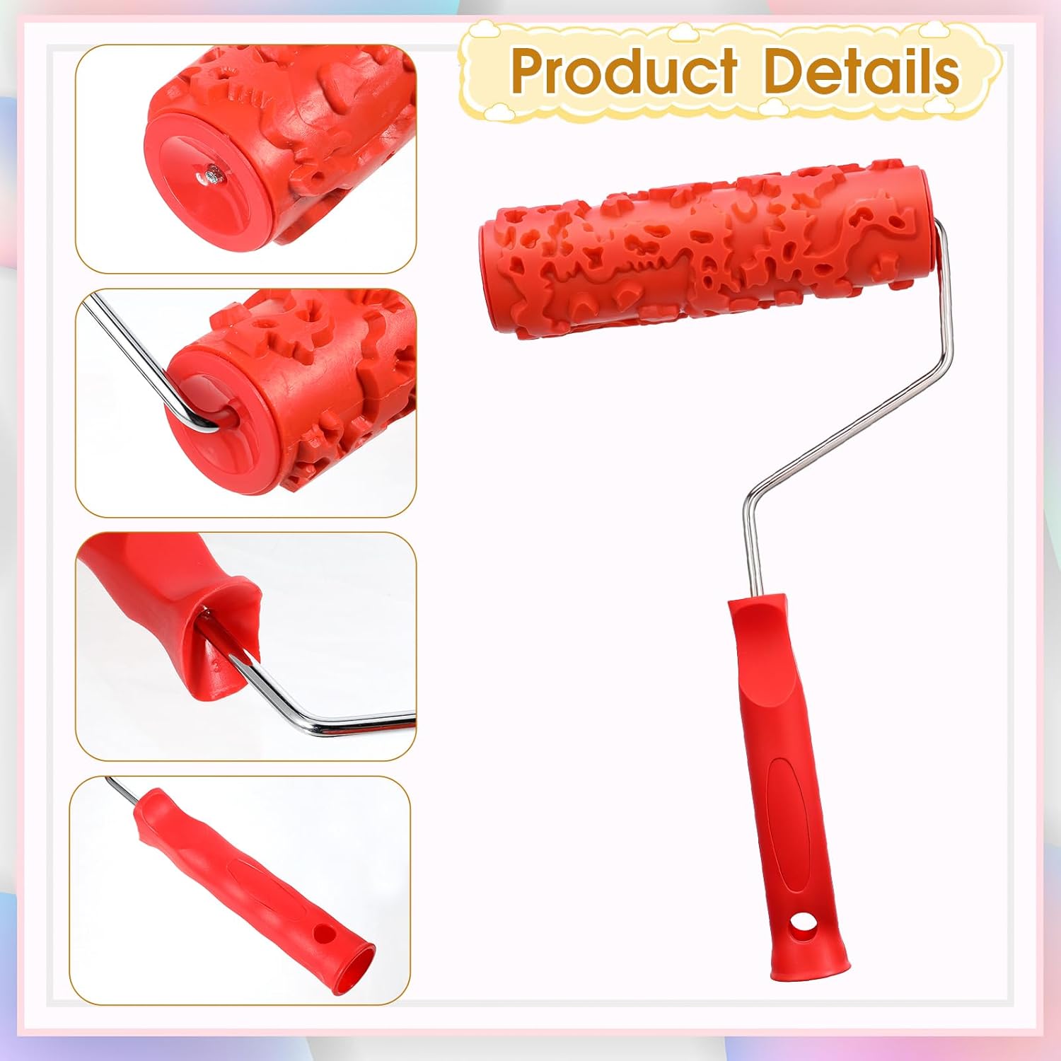2 Pcs 7"DIY Patterned Paint Roller | Decorative Art Texture Roller | Pattern Rubber Rollers Textures Tool DIY Decorative Art Paint for Walls, Furnitures and Floors DIY Paints Art