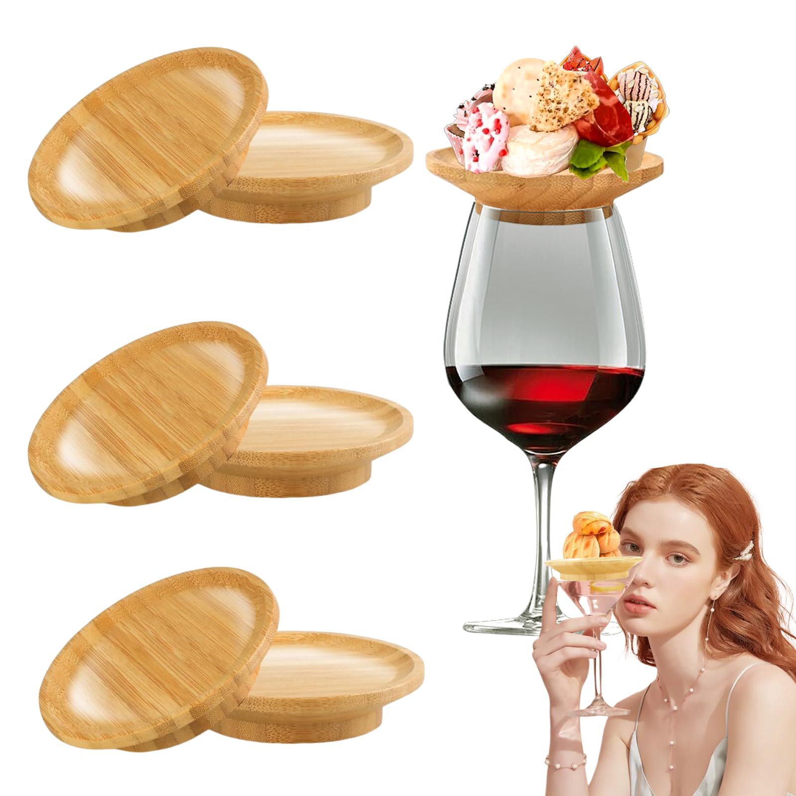 Bamboo Charcuterie Topper - Prevents Red Wine Splash, 6-Piece Set, Gift for Wine Lovers