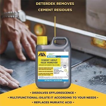 FILA Surface Care Solutions, DETERDEK PRO Cementitious Grout Haze Remover, Effective Against Rust Stain, 1 QT