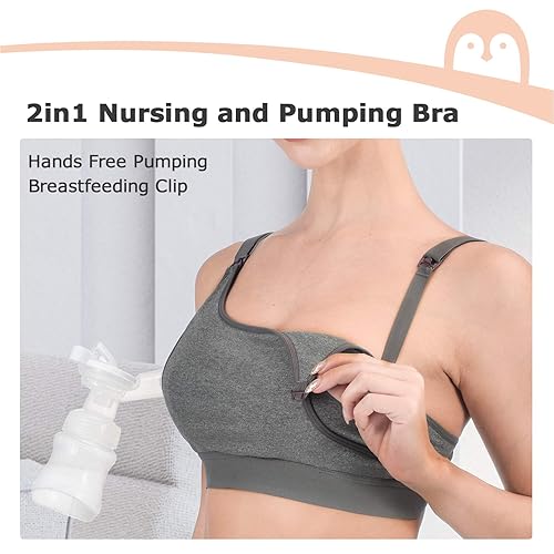 Miniatura 2 de Momcozy Brasier de bombeo, brasier de bombeo manos libres, paquete de 2 unidades, cómodo para todo el día, brasier de bombeo y lactancia en un