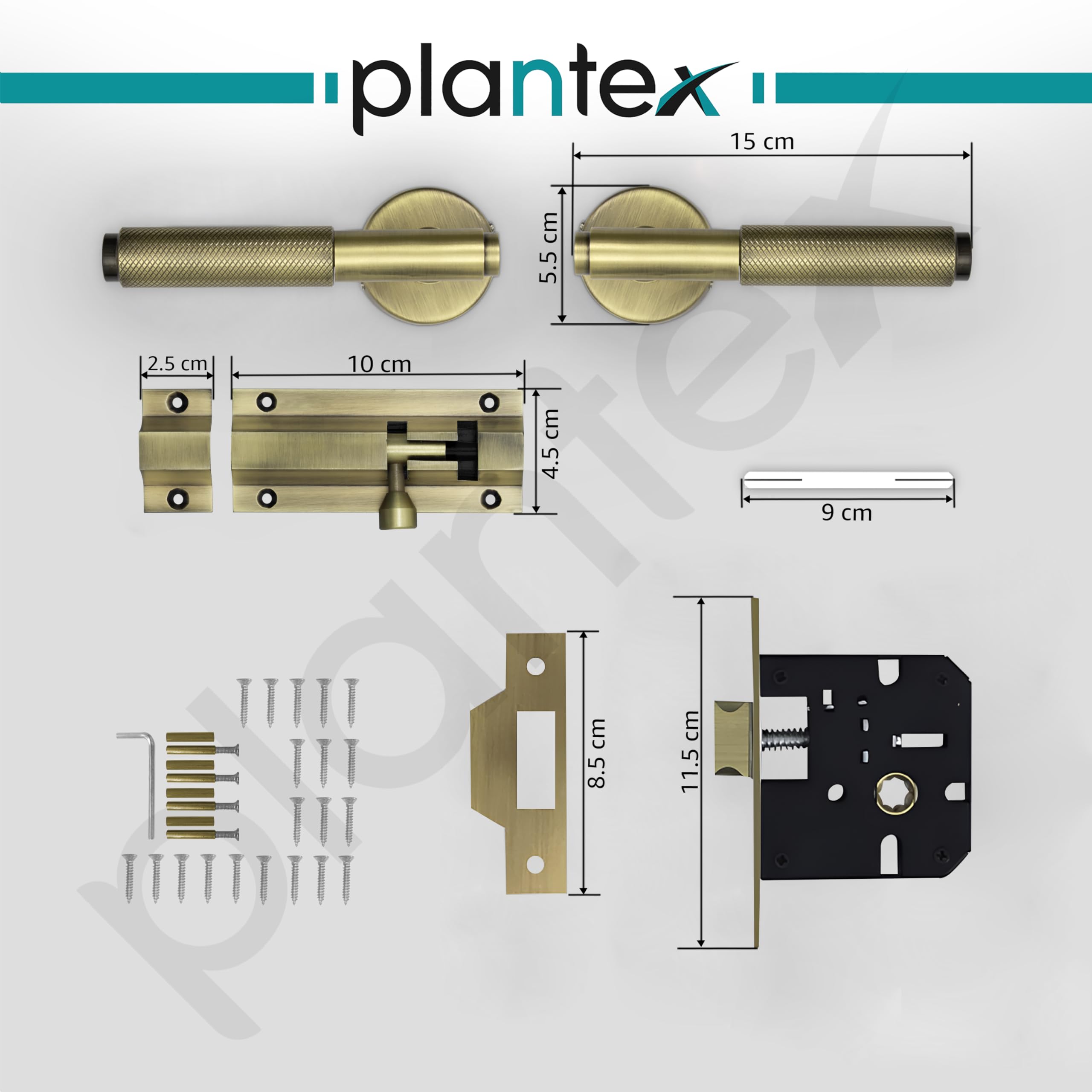 Plantex Heavy Duty Door Lock – Bathroom Door Lock/Mortise Keyless Handle Set for Home/Bathroom/Store Room/Balcony/Office with Baby Latch (603 - Brass Antique) — Amazon image 3