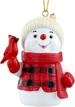 PETCEE Snowman Christmas Ornaments - Resin Cardinal & Snowman Ornaments for Christmas Tree Decorations Cute Snow Man Hanging Ornament Gifts Keepsake Gifts for Kids Daughter Family Friends Mom Grandma