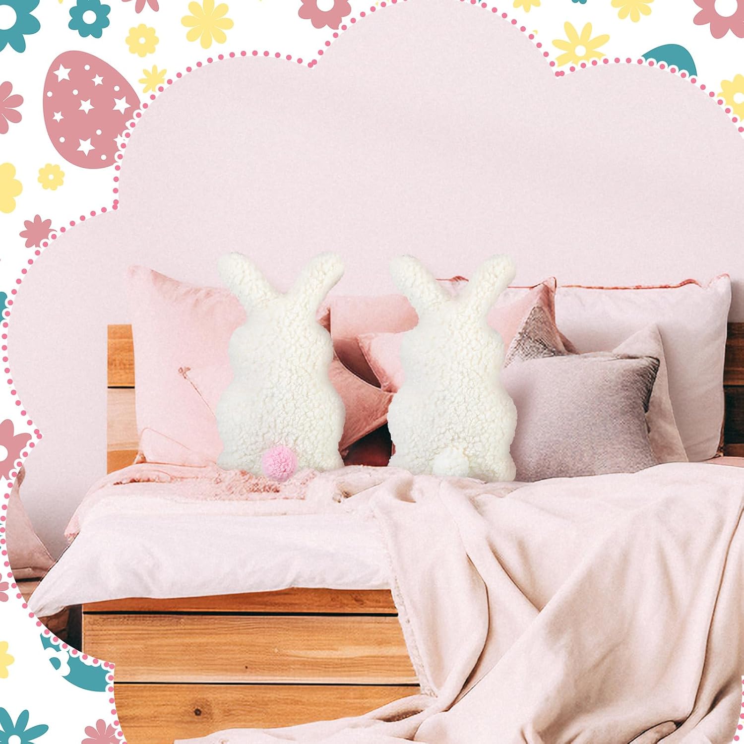 Yuntau 2 Pieces Easter Bunny Pillows White Stuffed Bunny image 5