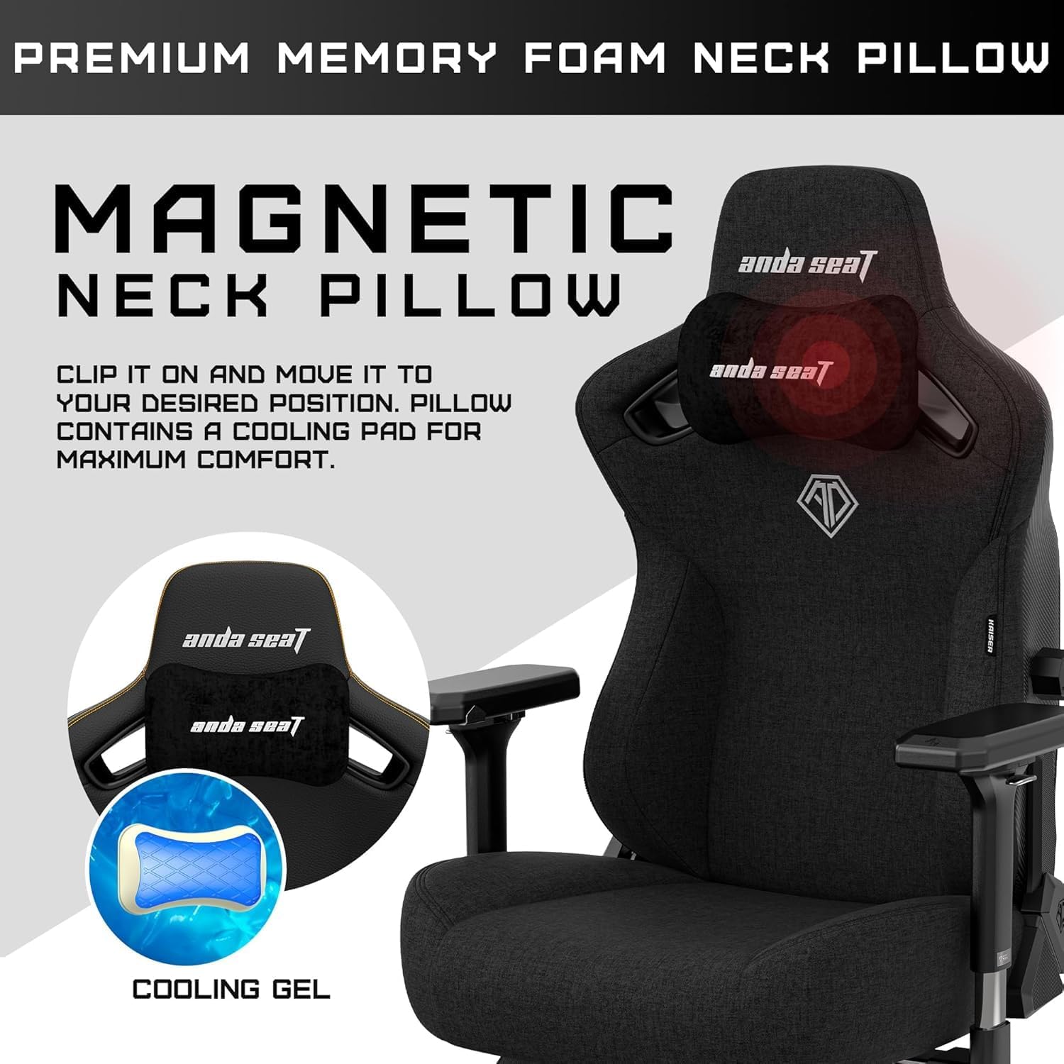 Kaiser 3 Large Gaming Chair for Adults - Ergonomic Gray Fabric Gaming  with Lumbar Support, Comfortable Office Chairs with Neck Support - Heavy Duty Wide Computer  thumbnail